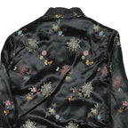 Womens Black & Cream Reversible Floral Pattern Jacket M Silk Blend Button