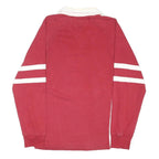 TOMMY HILFIGER Mens Red & Cream Long Sleeve Rugby Polo Shirt XL Cotton