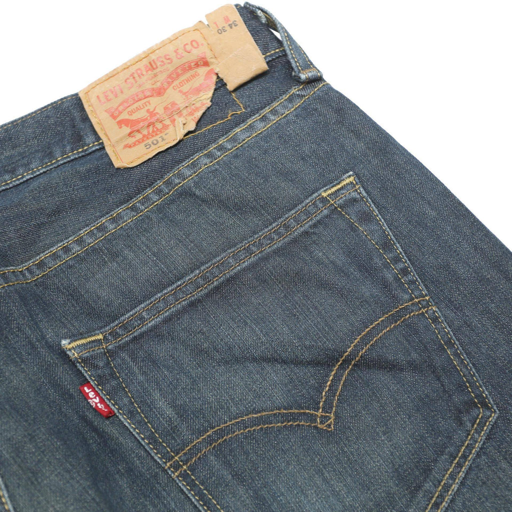 LEVI'S 501 Mens Jeans Blue Regular Straight Denim Medium W34 L30 Classic Button