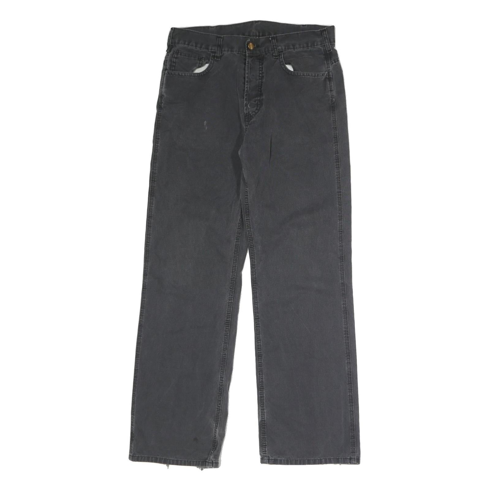 CARHARTT Mens Cotton Blend Black Regular Straight Trousers W32 L31 Durable
