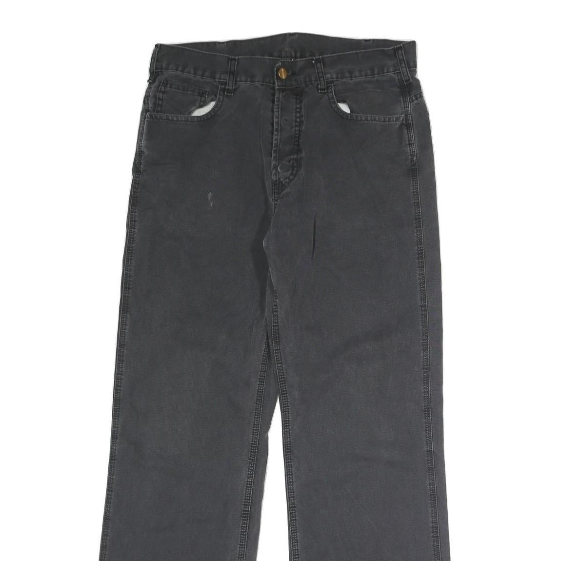 CARHARTT Mens Cotton Blend Black Regular Straight Trousers W32 L31 Durable