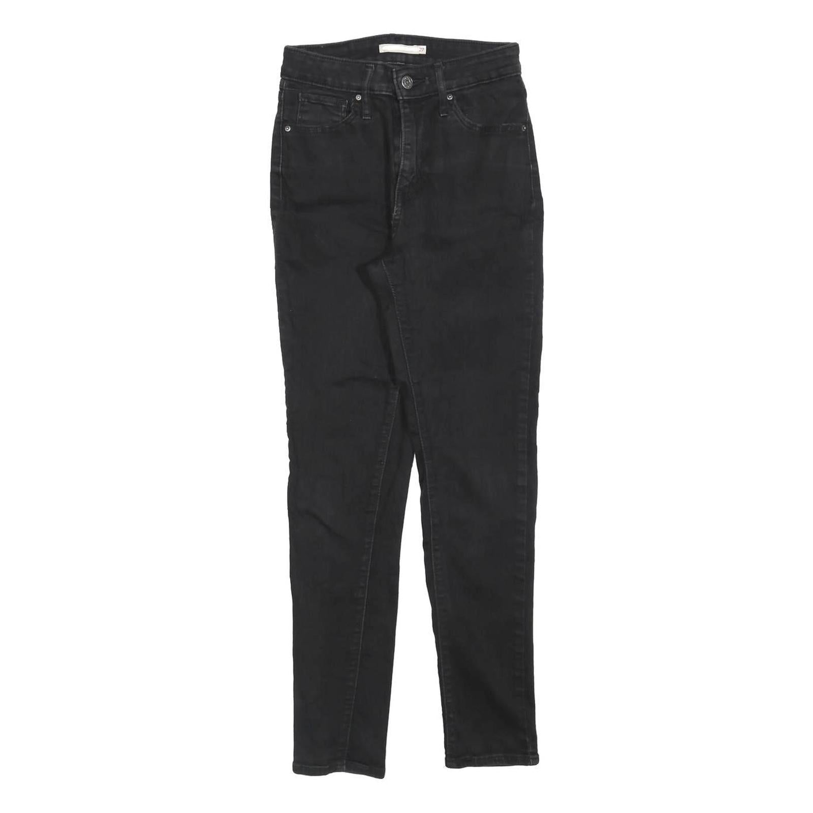 LEVI'S 721 Womens Jeans Black Slim Skinny Denim W27 L28 Stretch Zip