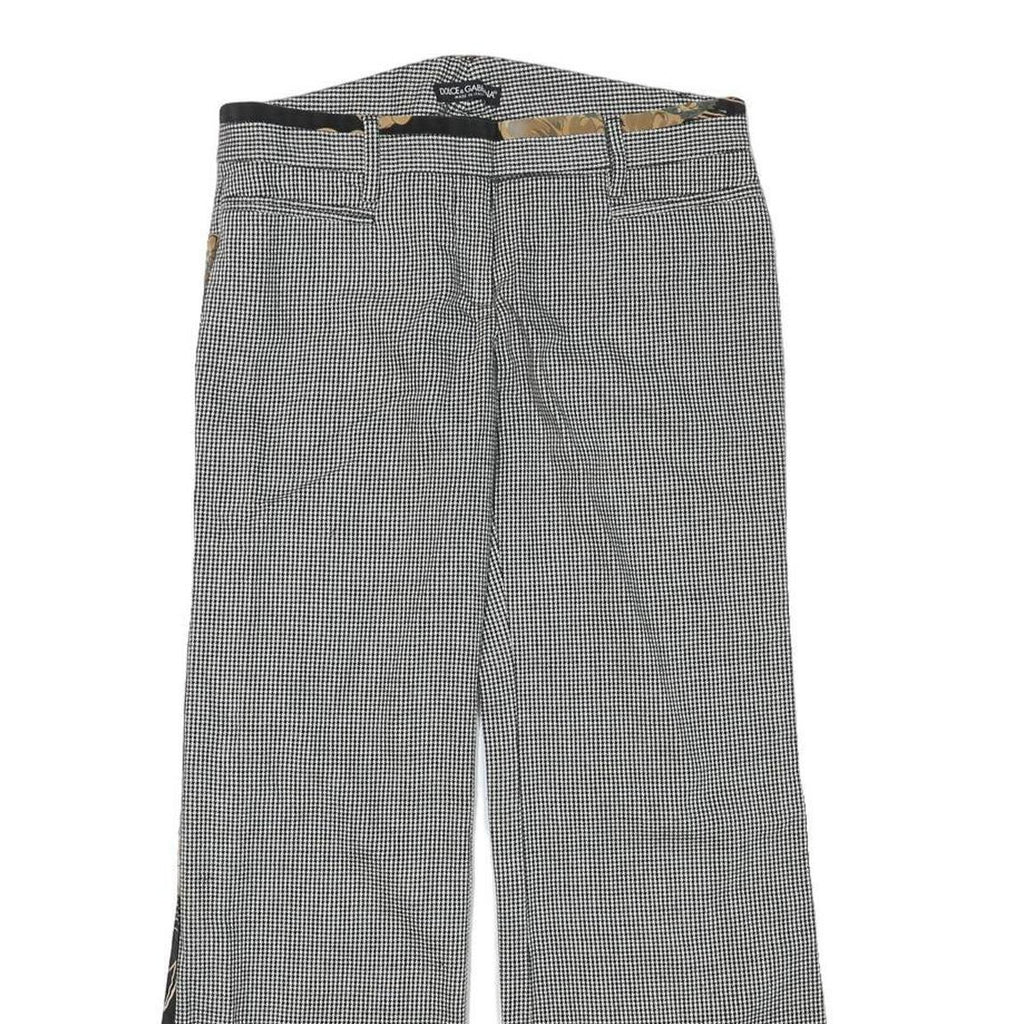 DOLCE & GABBANA Womens Wool Blend Black & White Relaxed Straight Trousers W30