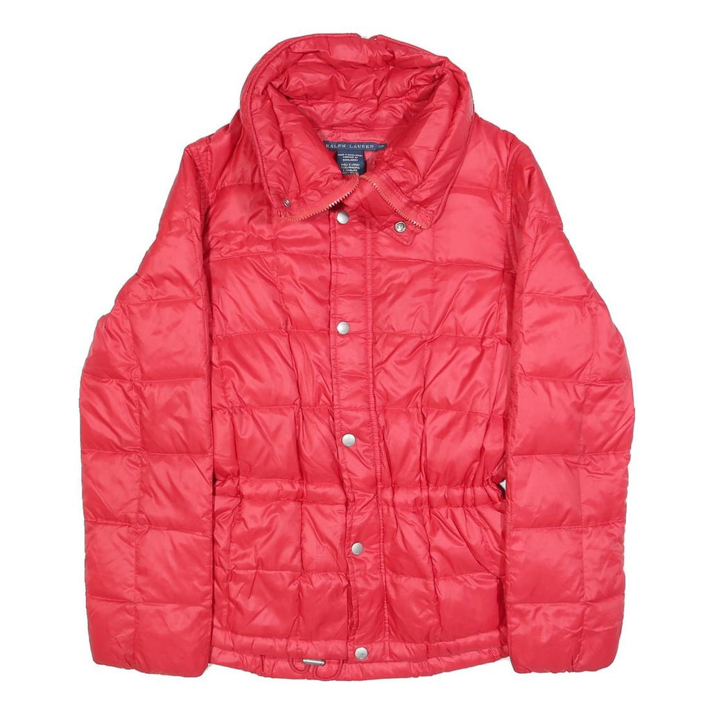 RALPH LAUREN Womens Red Nylon Quilted Jacket S Zip Casual Lightweight Outerwear