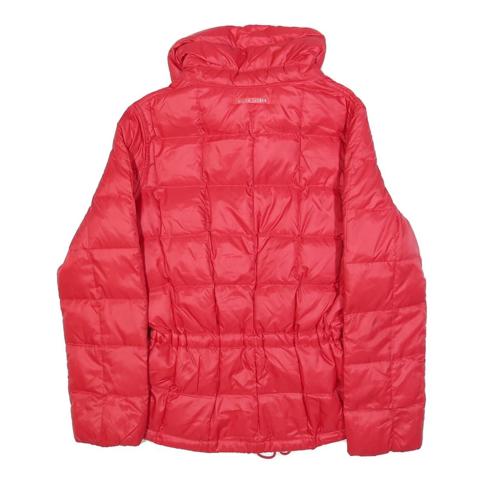 RALPH LAUREN Womens Red Nylon Quilted Jacket S Zip Casual Lightweight Outerwear