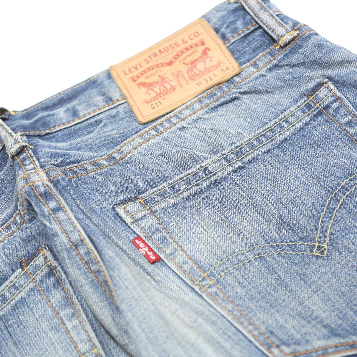 LEVI'S 511 Mens Slim Blue Denim Medium W31 L34 Slim Fit Zip Jeans