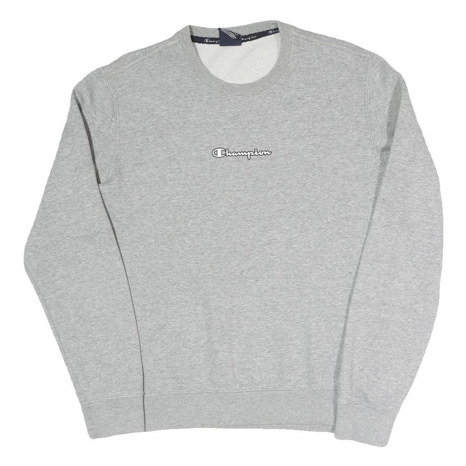 CHAMPION Womens Grey Crew Neck M Logo Cotton Blend Sweatshirt Pullover