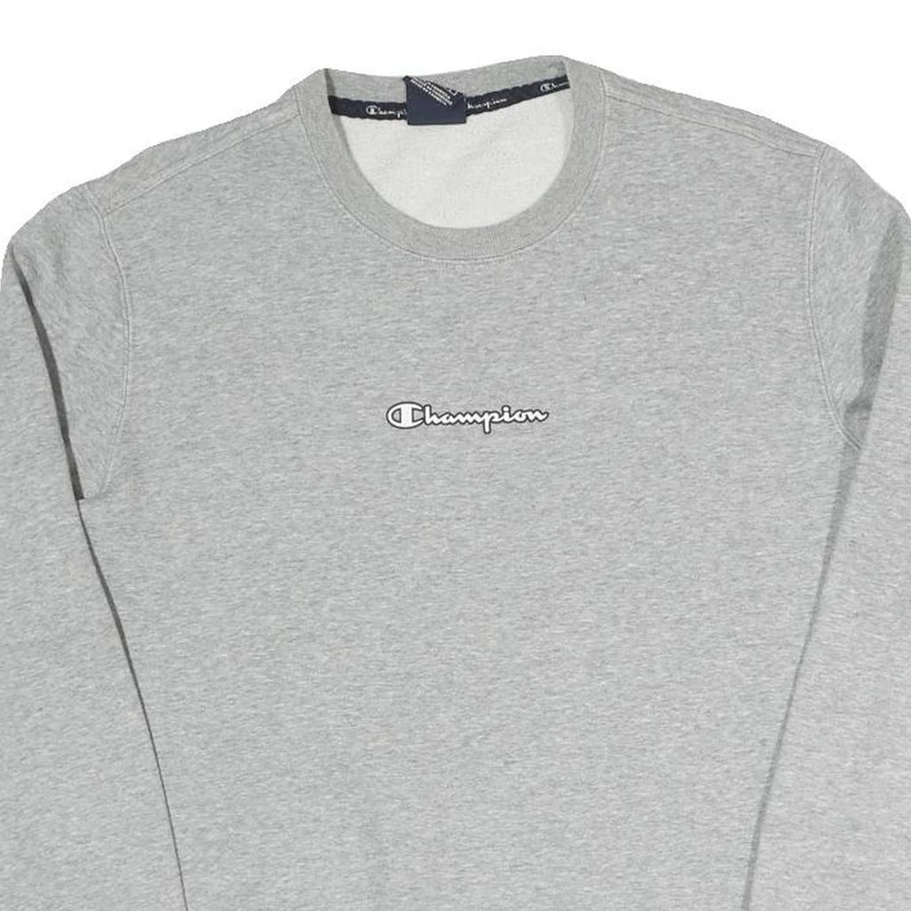 CHAMPION Womens Grey Crew Neck M Logo Cotton Blend Sweatshirt Pullover