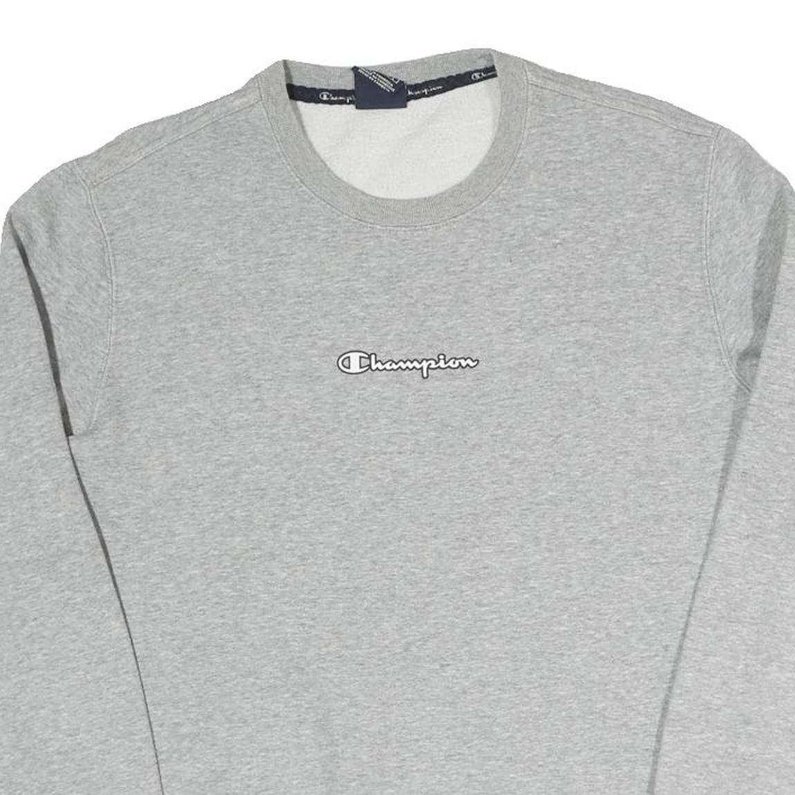 CHAMPION Womens Grey Crew Neck M Logo Cotton Blend Sweatshirt Pullover