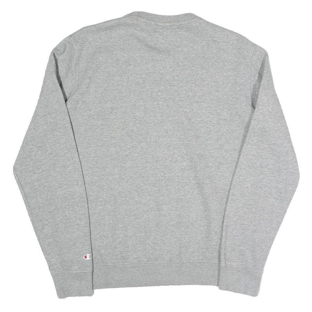 CHAMPION Womens Grey Crew Neck M Logo Cotton Blend Sweatshirt Pullover