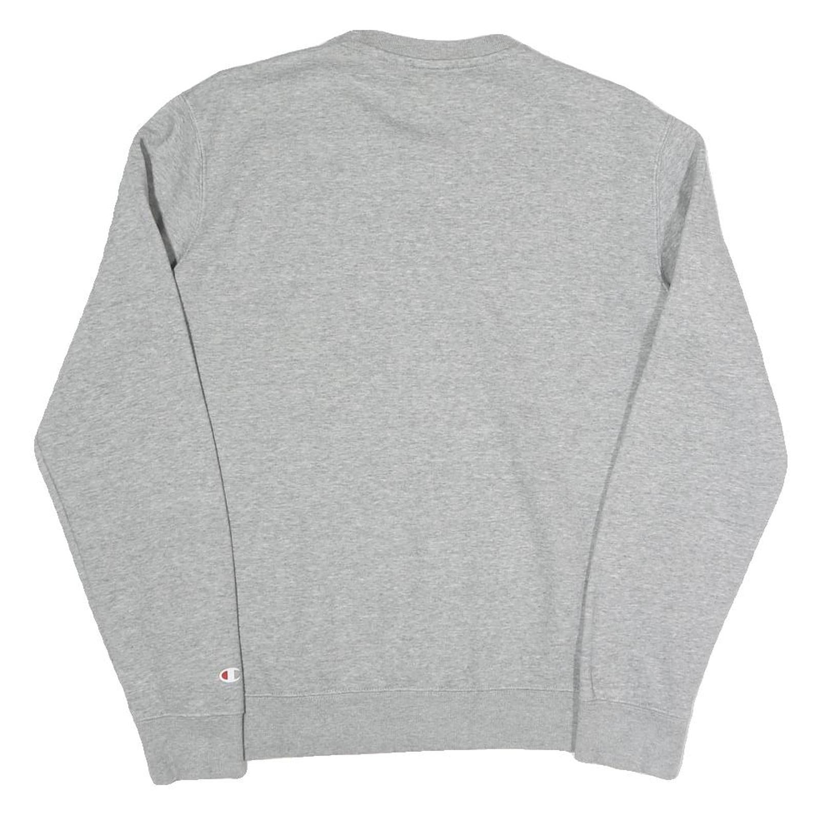 CHAMPION Womens Grey Crew Neck M Logo Cotton Blend Sweatshirt Pullover