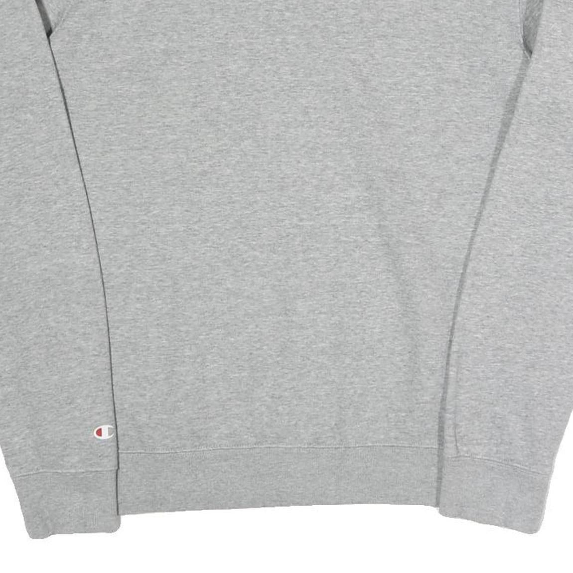CHAMPION Womens Grey Crew Neck M Logo Cotton Blend Sweatshirt Pullover
