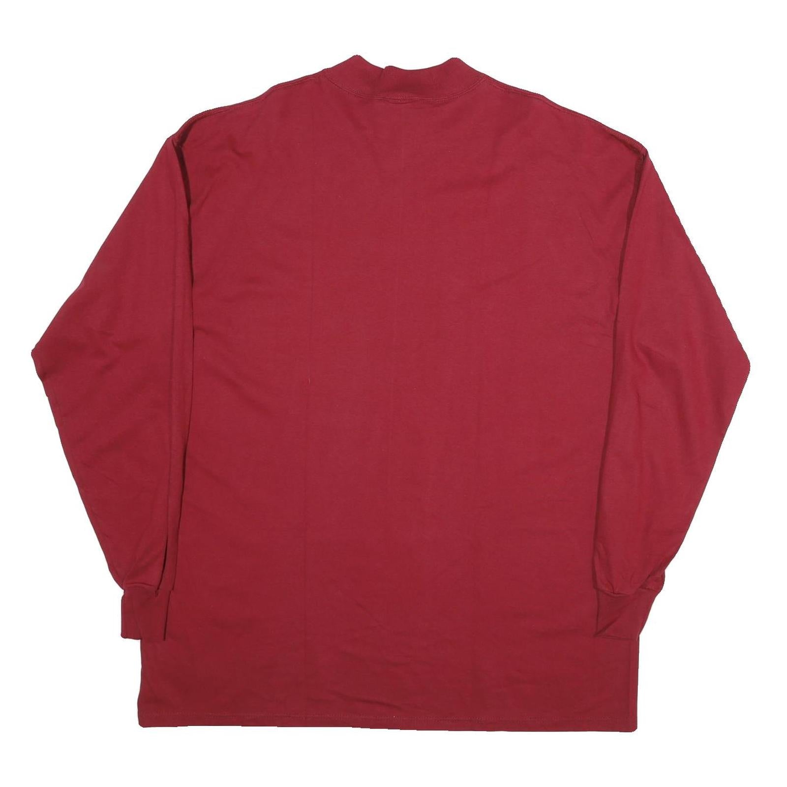 RUSSELL ATHLETIC Mens Red Long Sleeve Crew Neck Cotton T-Shirt XL Plain