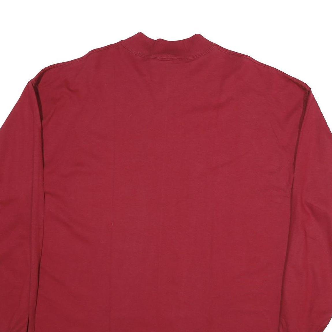 RUSSELL ATHLETIC Mens Red Long Sleeve Crew Neck Cotton T-Shirt XL Plain