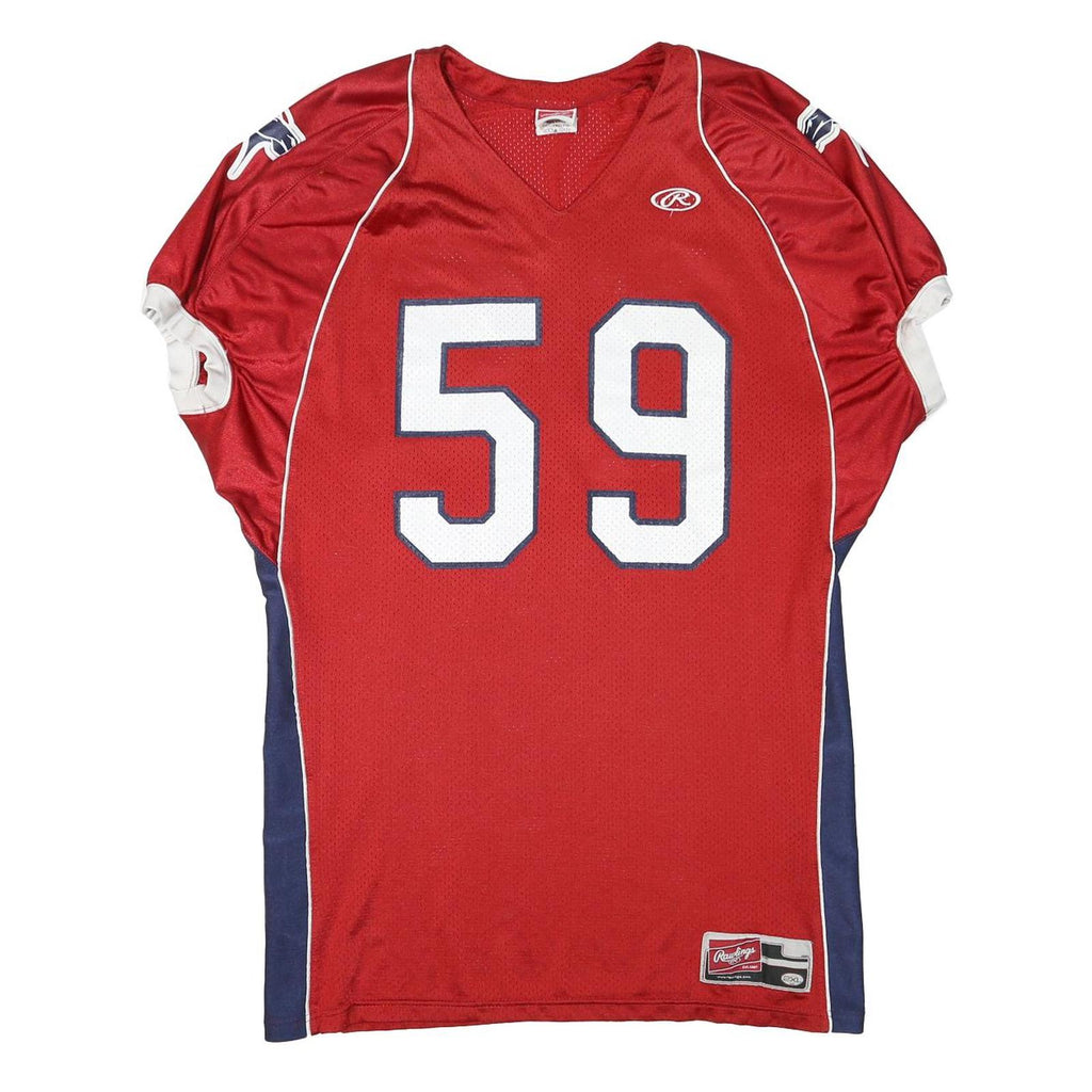 ROWLINGS Mens Red Navy Blue 59 Football T-Shirt 2XL V-Neck Short Sleeve Sport