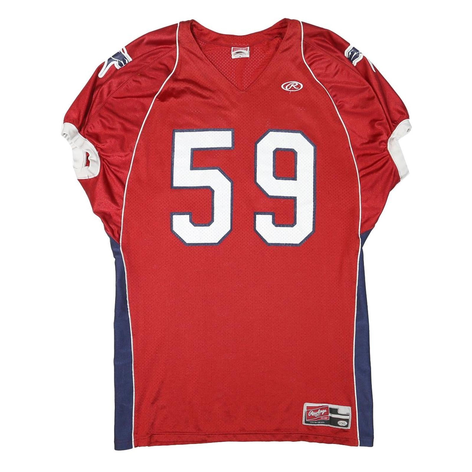 ROWLINGS Mens Red Navy Blue 59 Football T-Shirt 2XL V-Neck Short Sleeve Sport