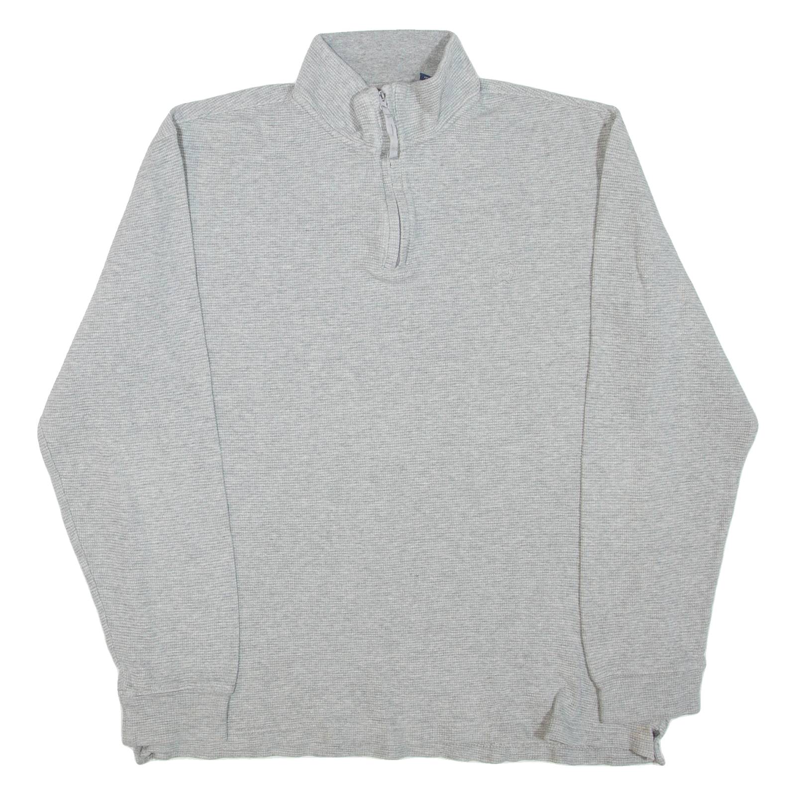 CHAPS Mens Jumper Grey 1/4 Zip Tight Knit M