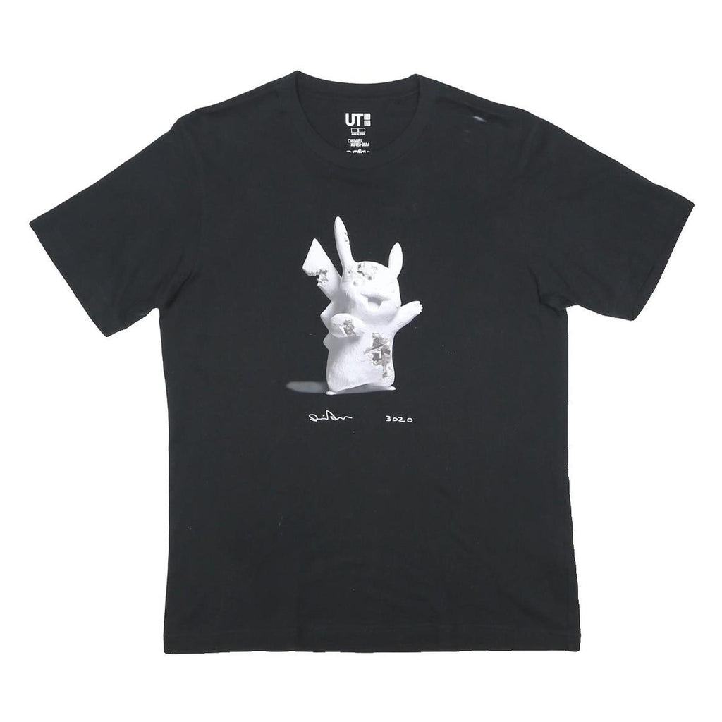 UNI QLO X DANIEL ARSHAM X POKEMON Mens Black Graphic T-Shirt S Short Sleeve Crew