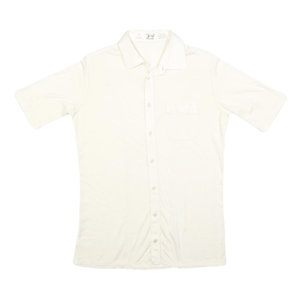 LIBERTO Mens White Shirt S Polyester Blend Short Sleeve Pocket Casual