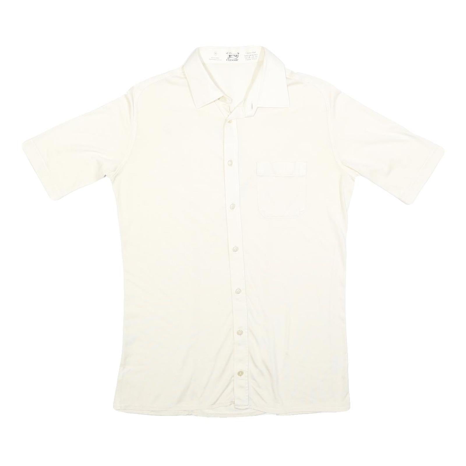 LIBERTO Mens White Shirt S Polyester Blend Short Sleeve Pocket Casual