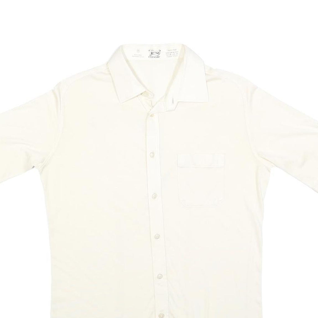 LIBERTO Mens White Shirt S Polyester Blend Short Sleeve Pocket Casual