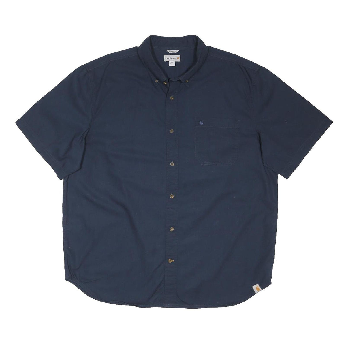 CARHARTT Mens Blue Cotton Blend Short Sleeve Shirt 2XL Button Detail Workwear
