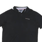 TOMMY HILFIGER Mens Black Short Sleeve Plain XL Cotton Blend Polo Shirt