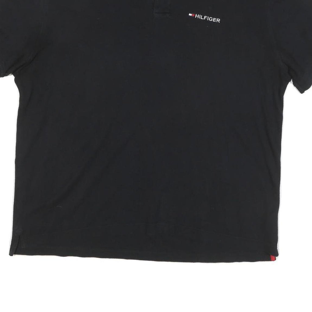 TOMMY HILFIGER Mens Black Short Sleeve Plain XL Cotton Blend Polo Shirt