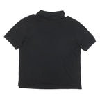 TOMMY HILFIGER Mens Black Short Sleeve Plain XL Cotton Blend Polo Shirt