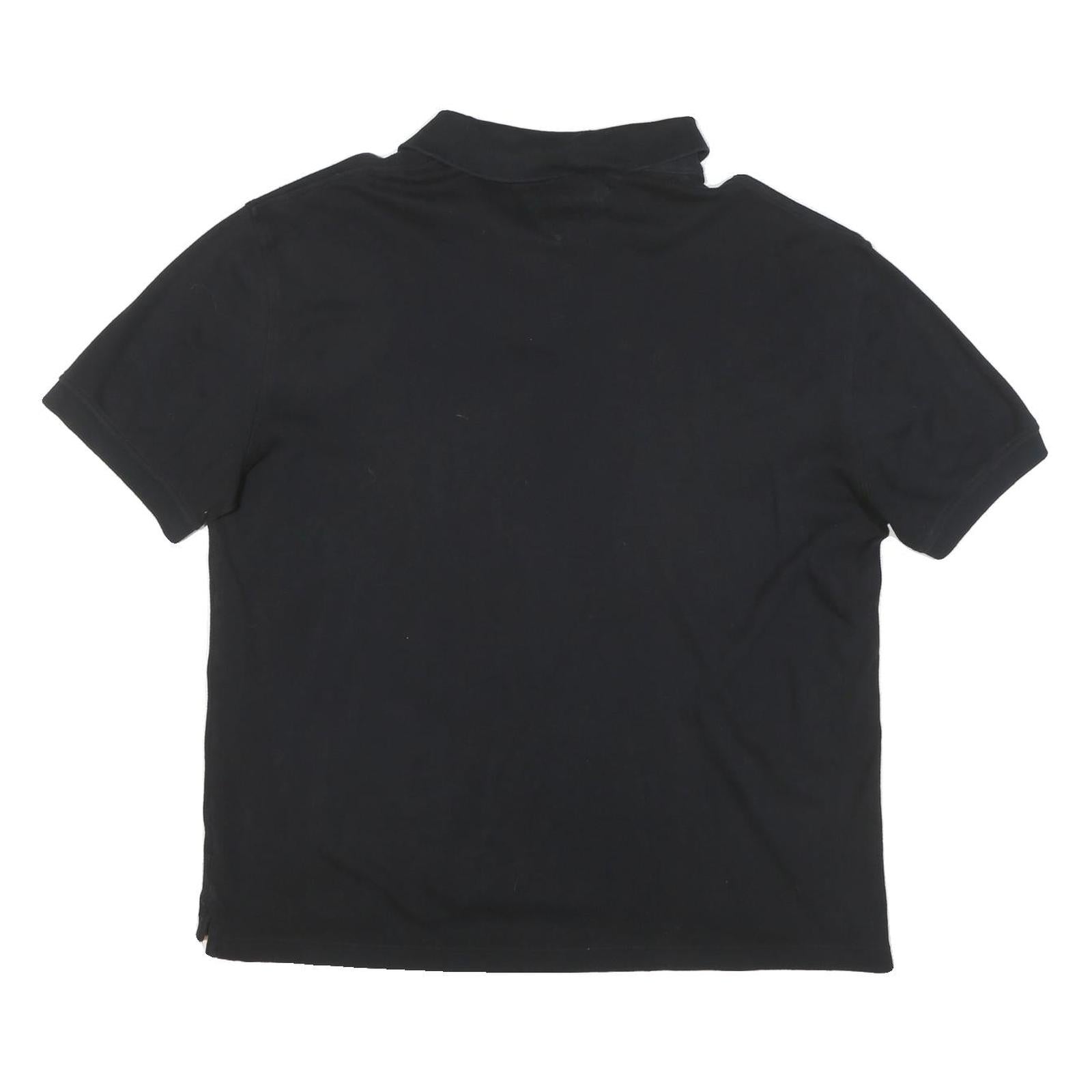 TOMMY HILFIGER Mens Black Short Sleeve Plain XL Cotton Blend Polo Shirt