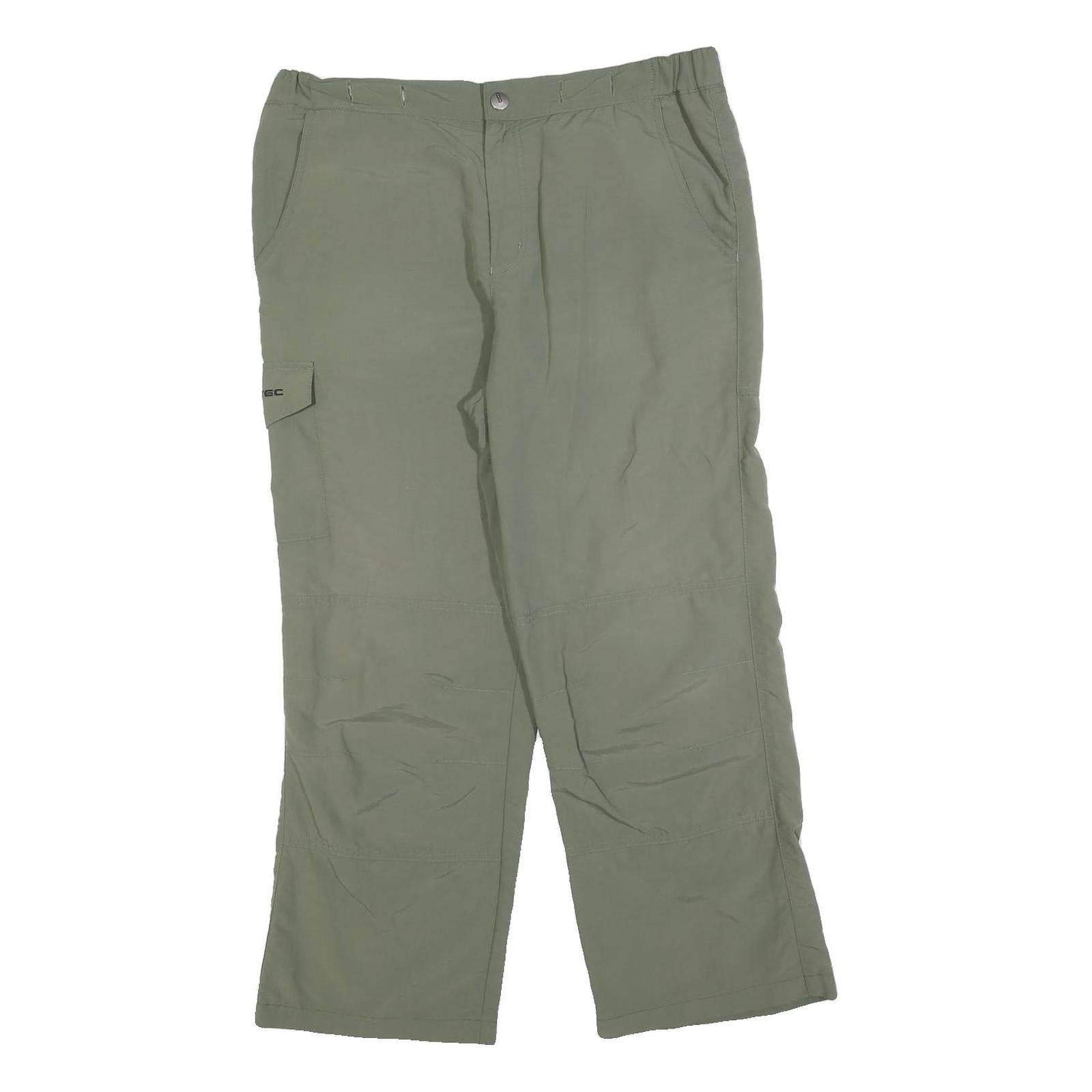 KTEC Mens Polyester Blend Green Regular Straight Trousers W34 L27 Casual Outdoor