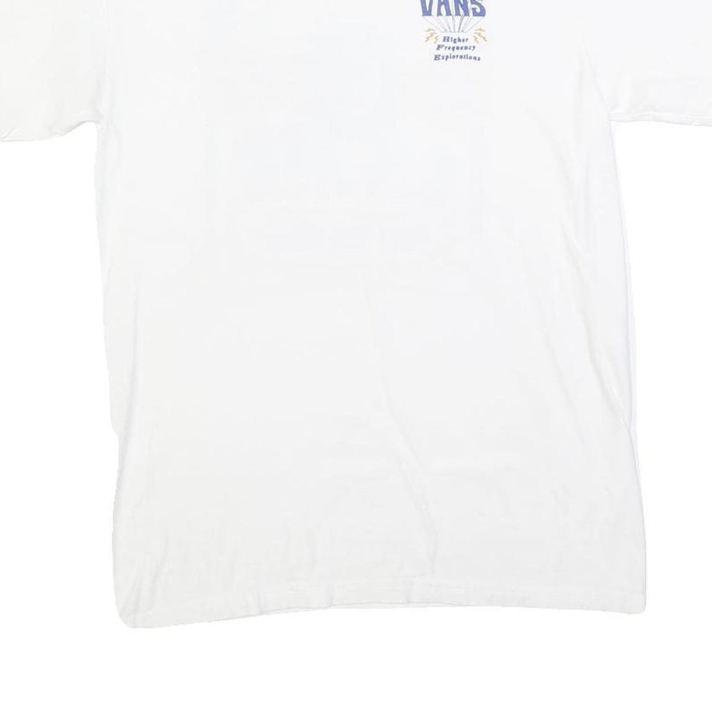VANS Mens White Blue and Yellow Graphic T-Shirt S Short Sleeve Crew Neck Off The