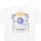 VANS Mens White Blue and Yellow Graphic T-Shirt S Short Sleeve Crew Neck Off The