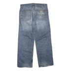 CARHARTT Mens Jeans Blue Regular Straight Denim Light W36 L30 Zip Cotton Blend