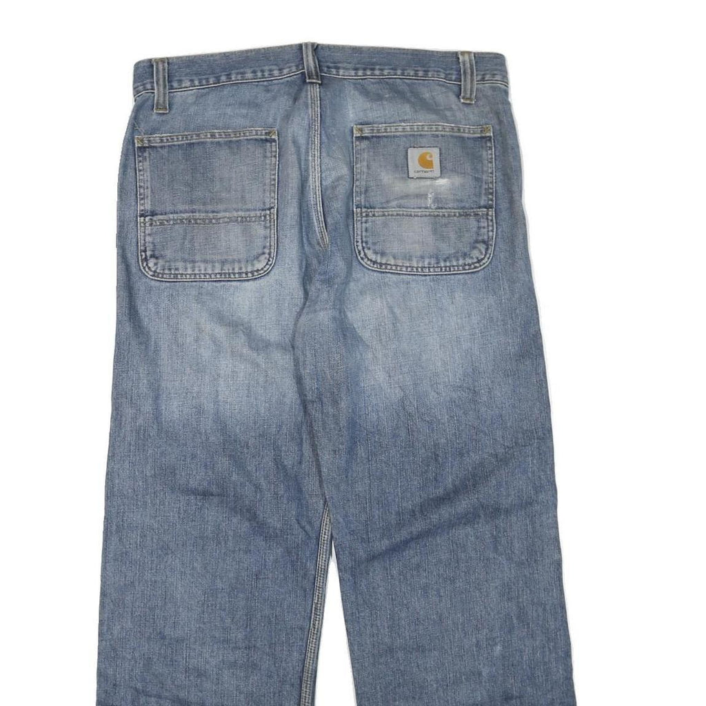 CARHARTT Mens Jeans Blue Regular Straight Denim Light W36 L30 Zip Cotton Blend