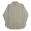 NAUTICA Mens Green & White Striped Shirt S Cotton Blend Casual Button-Up