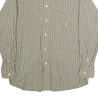 NAUTICA Mens Green & White Striped Shirt S Cotton Blend Casual Button-Up