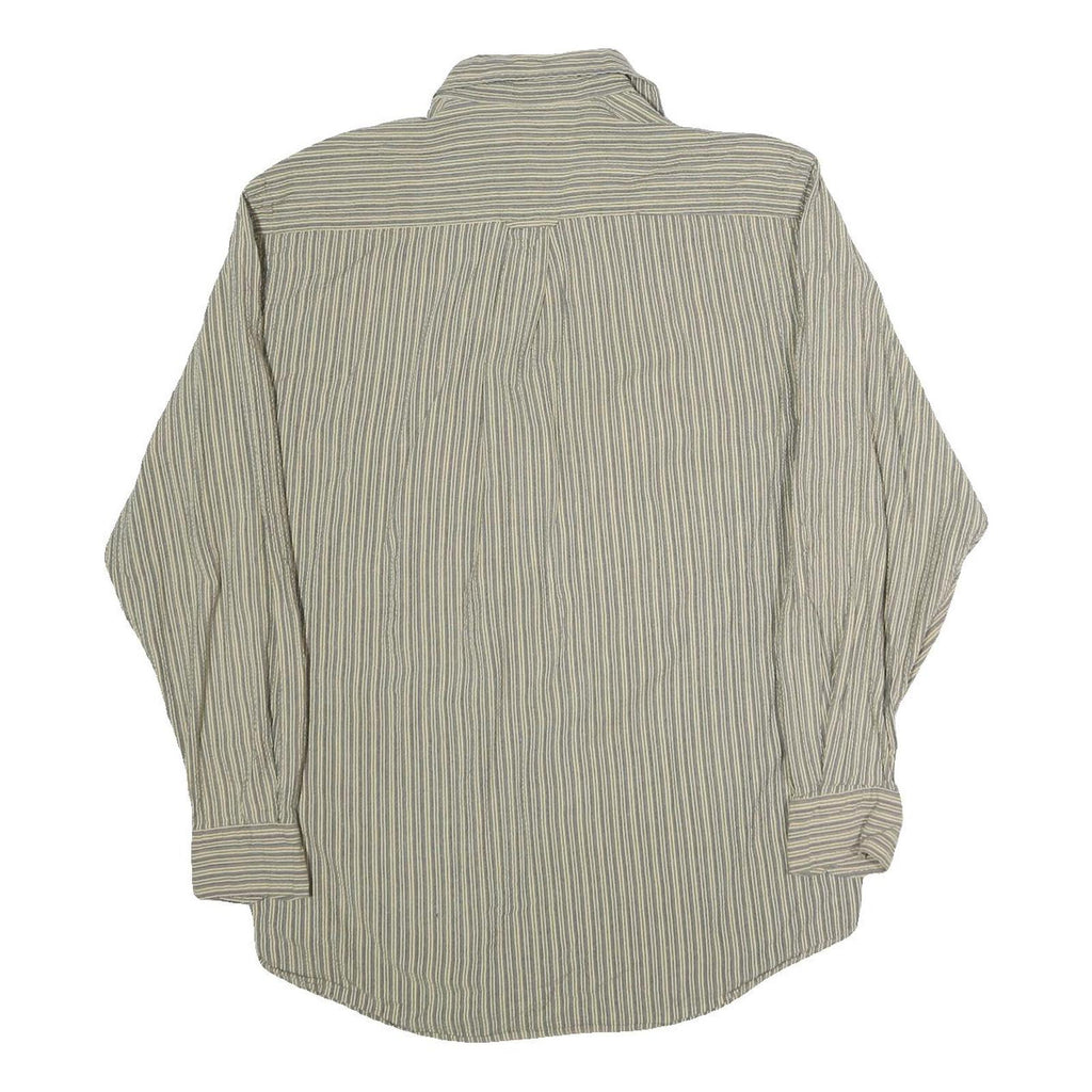 NAUTICA Mens Green & White Striped Shirt S Cotton Blend Casual Button-Up