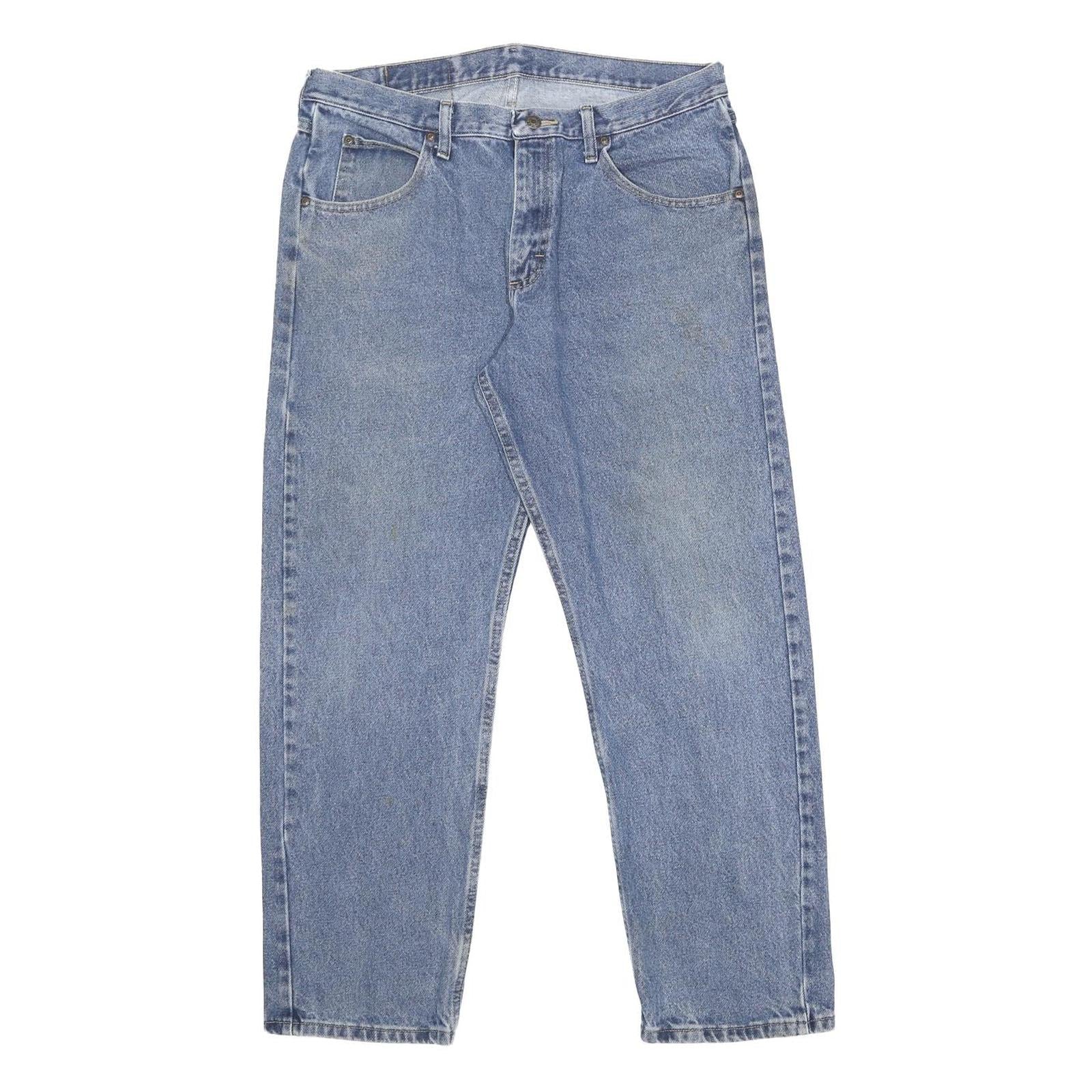 WRANGLER Mens Blue Jeans Regular Straight Denim Medium W33 L30 Classic Fit Zip