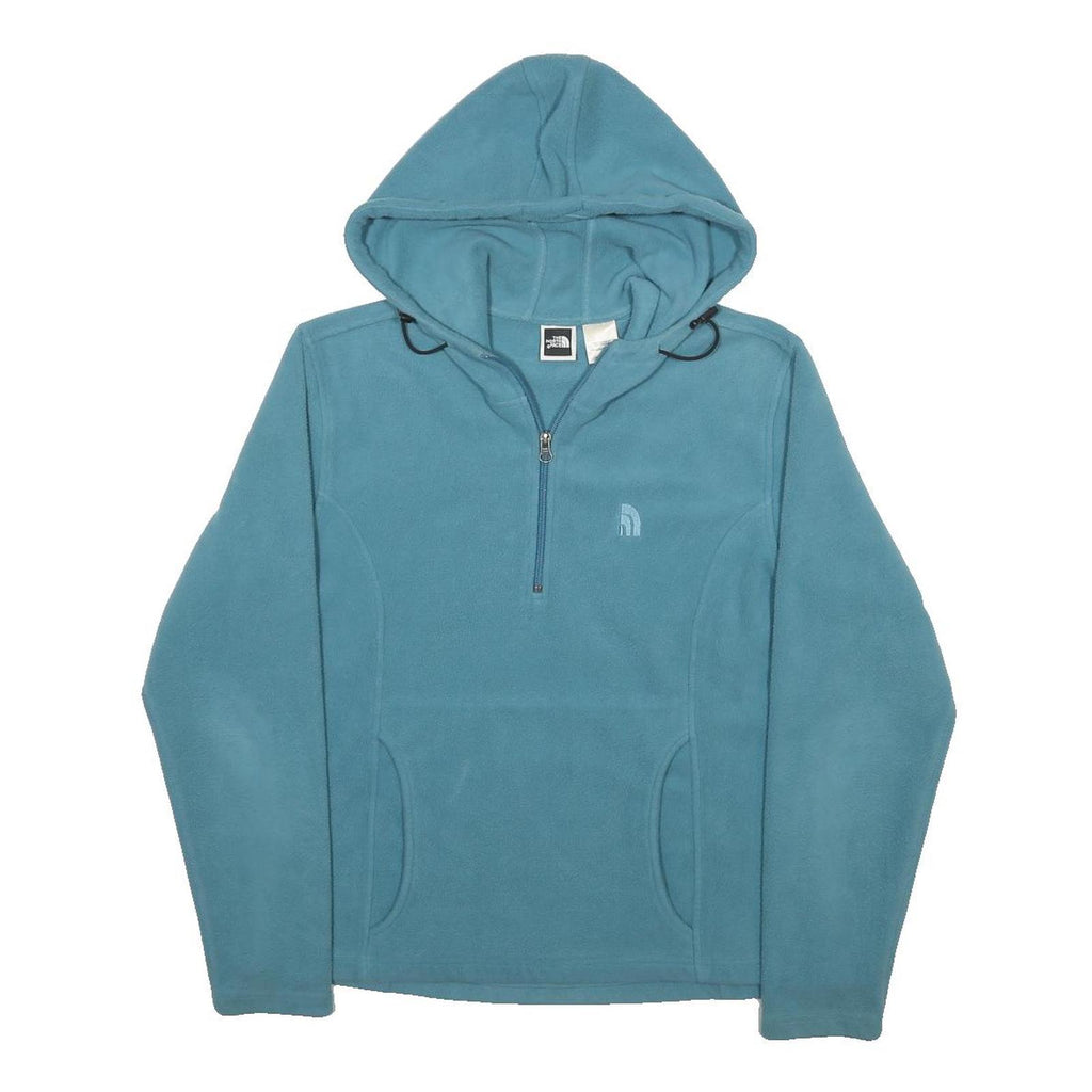 THE NORTH FACE Womens Blue 1/4 Zip Hooded Hoodie L Fleece Outdoor