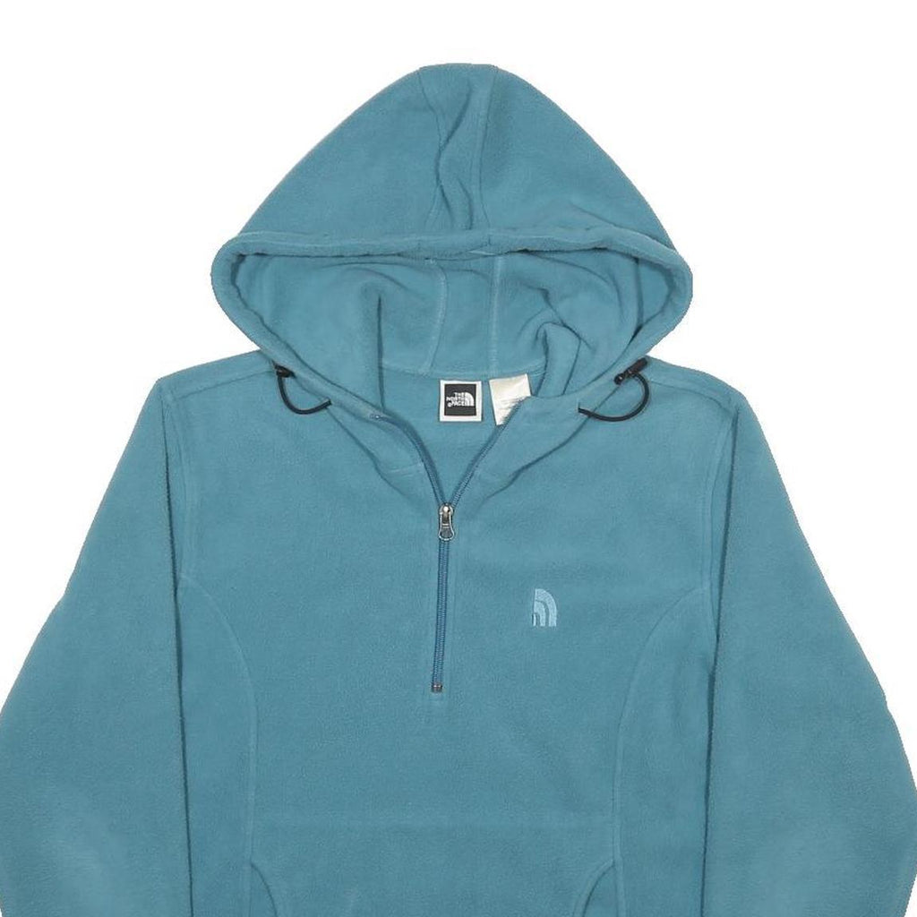 THE NORTH FACE Womens Blue 1/4 Zip Hooded Hoodie L Fleece Outdoor