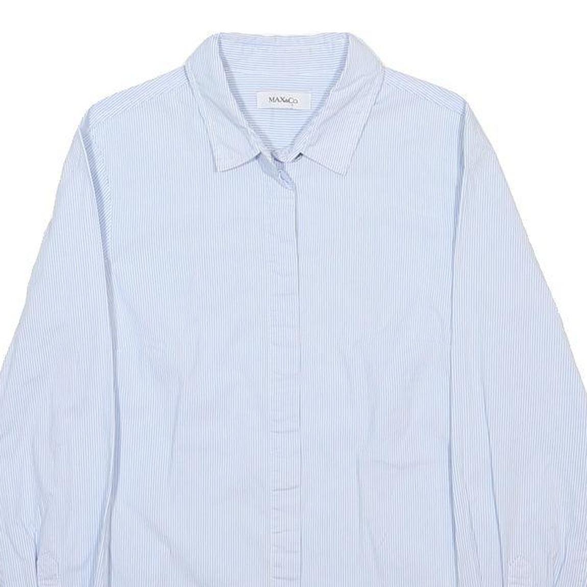 MAX&CO Womens Blue & White Striped Shirt UK 4 Cotton Blend Classic Button Up
