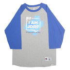 CHAMPION Mens Grey & Blue I Am JDRF Graphic Raglan XL Long Sleeve Crew Neck