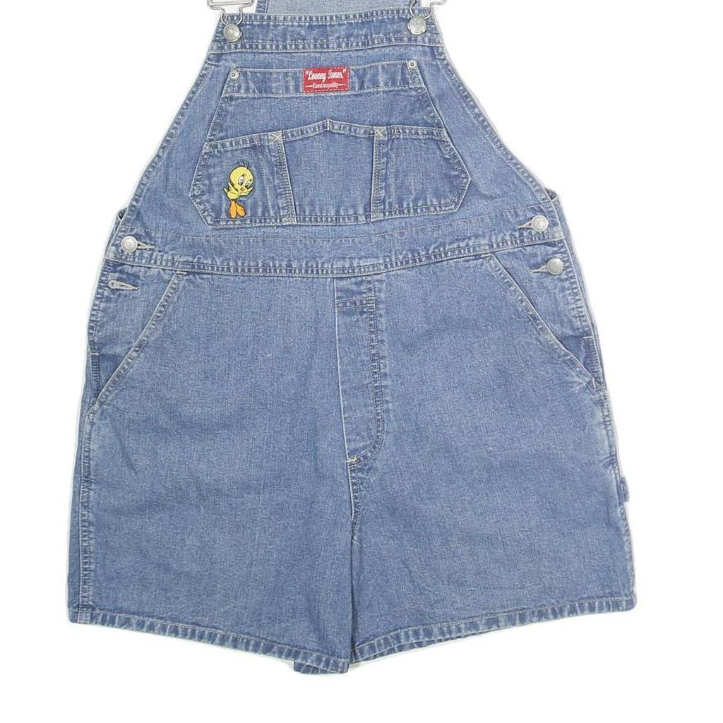 WARNER BROS Womens Blue Denim Cotton Loose Dungarees M W36 L5 Looney Tunes