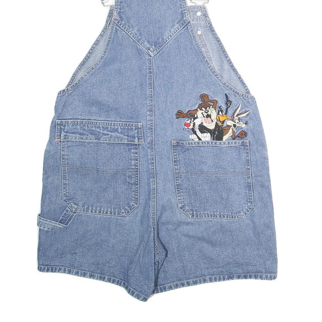 WARNER BROS Womens Blue Denim Cotton Loose Dungarees M W36 L5 Looney Tunes