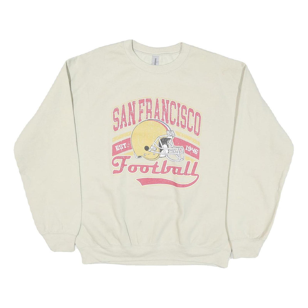 GILDAN Mens Cream San Francisco Football Crew Neck M Vintage Style Sweatshirt
