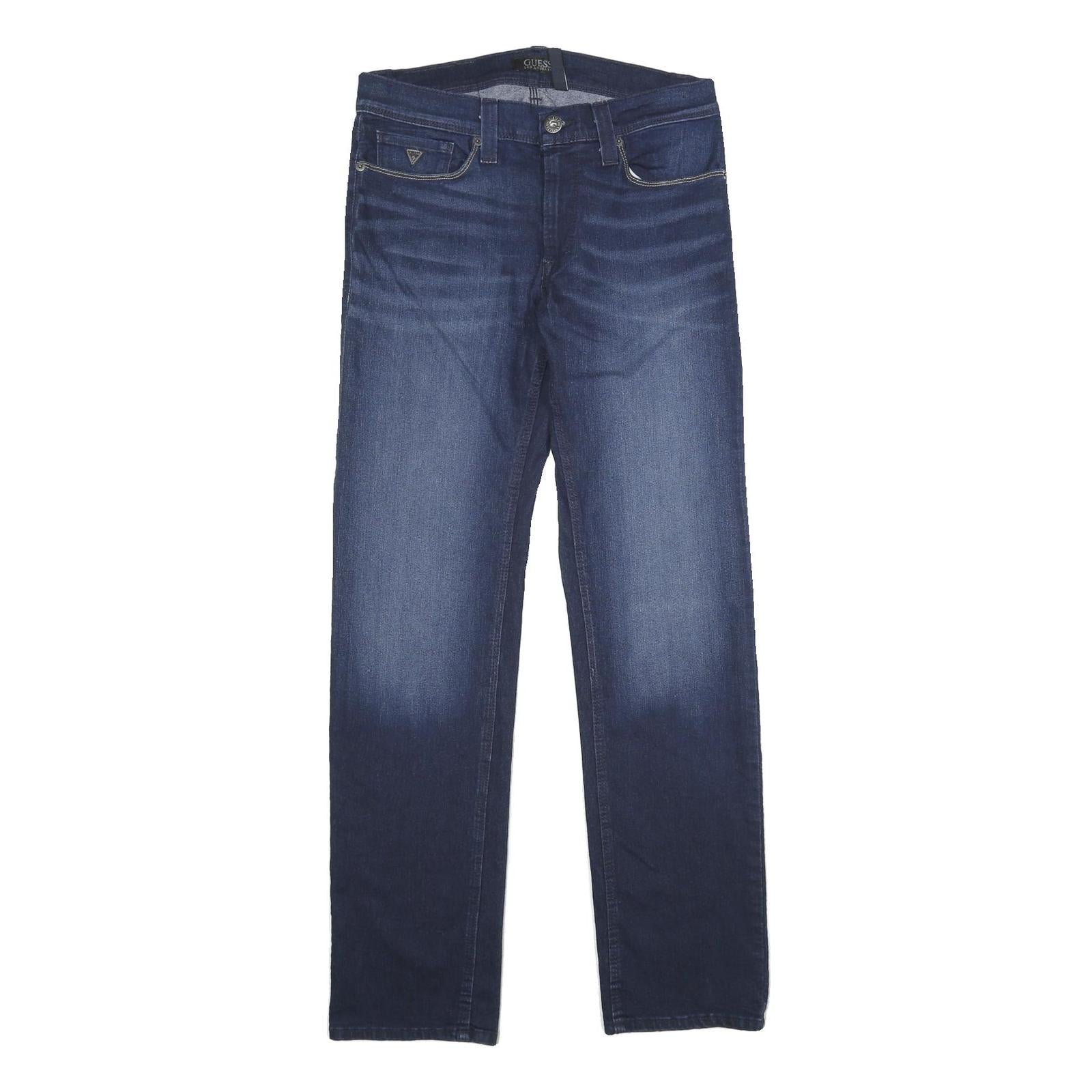 GUESS Mens Jeans Blue Relaxed Straight Denim Medium W31 L36 Classic Casual