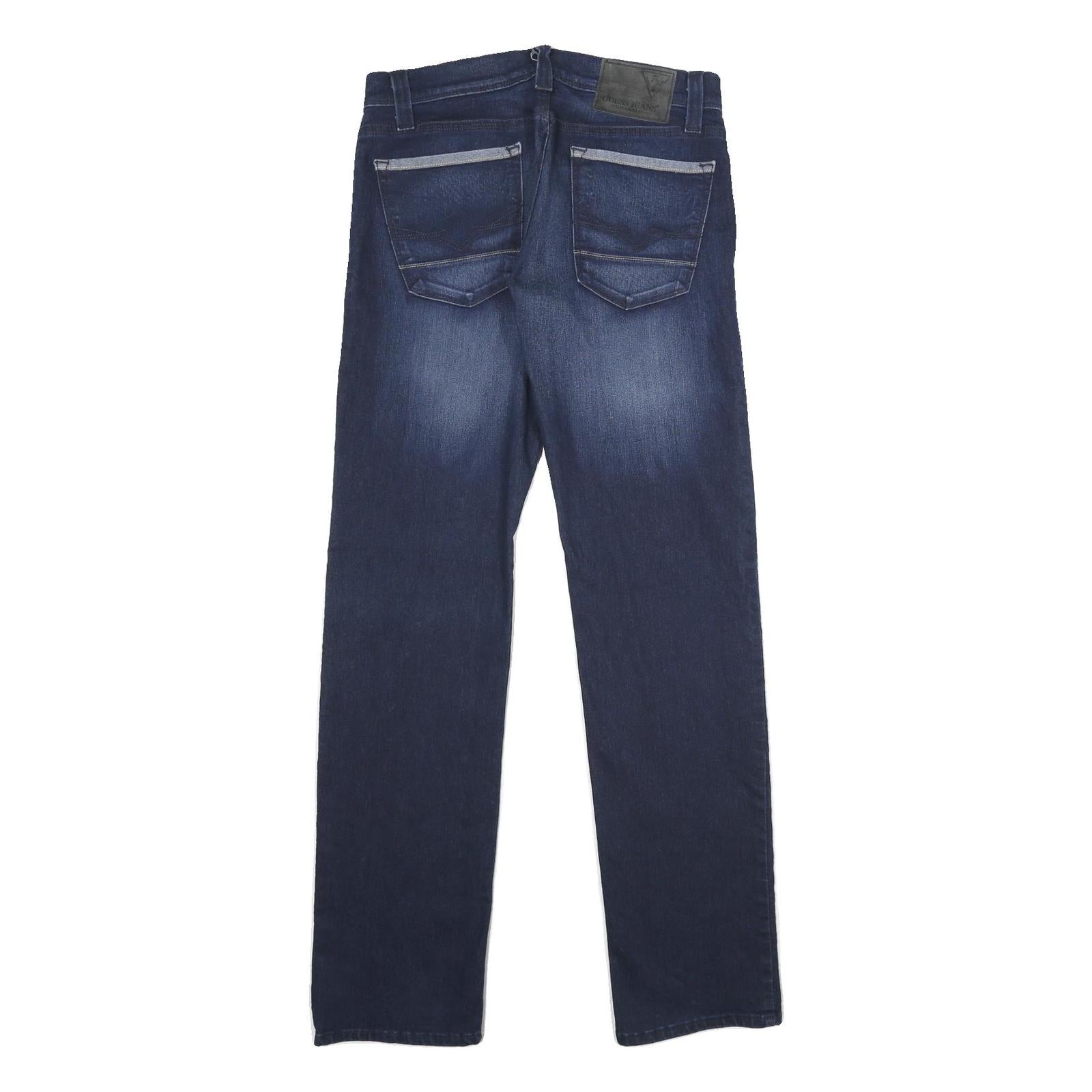 GUESS Mens Jeans Blue Relaxed Straight Denim Medium W31 L36 Classic Casual