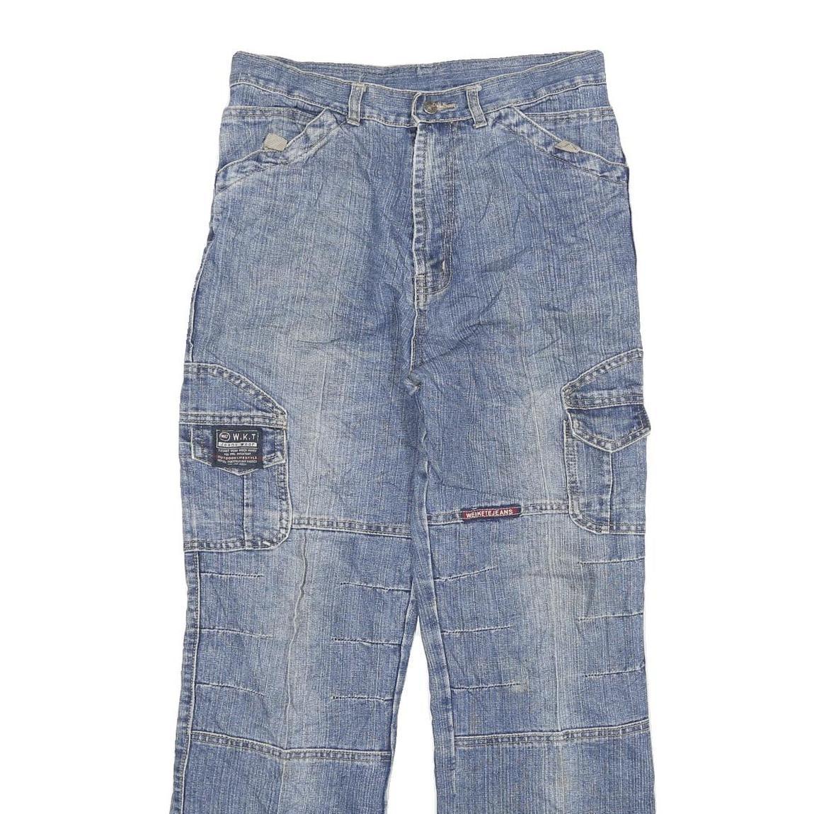 WEIKETE Mens Jeans Blue Regular Straight Denim W28 L28 Casual Style