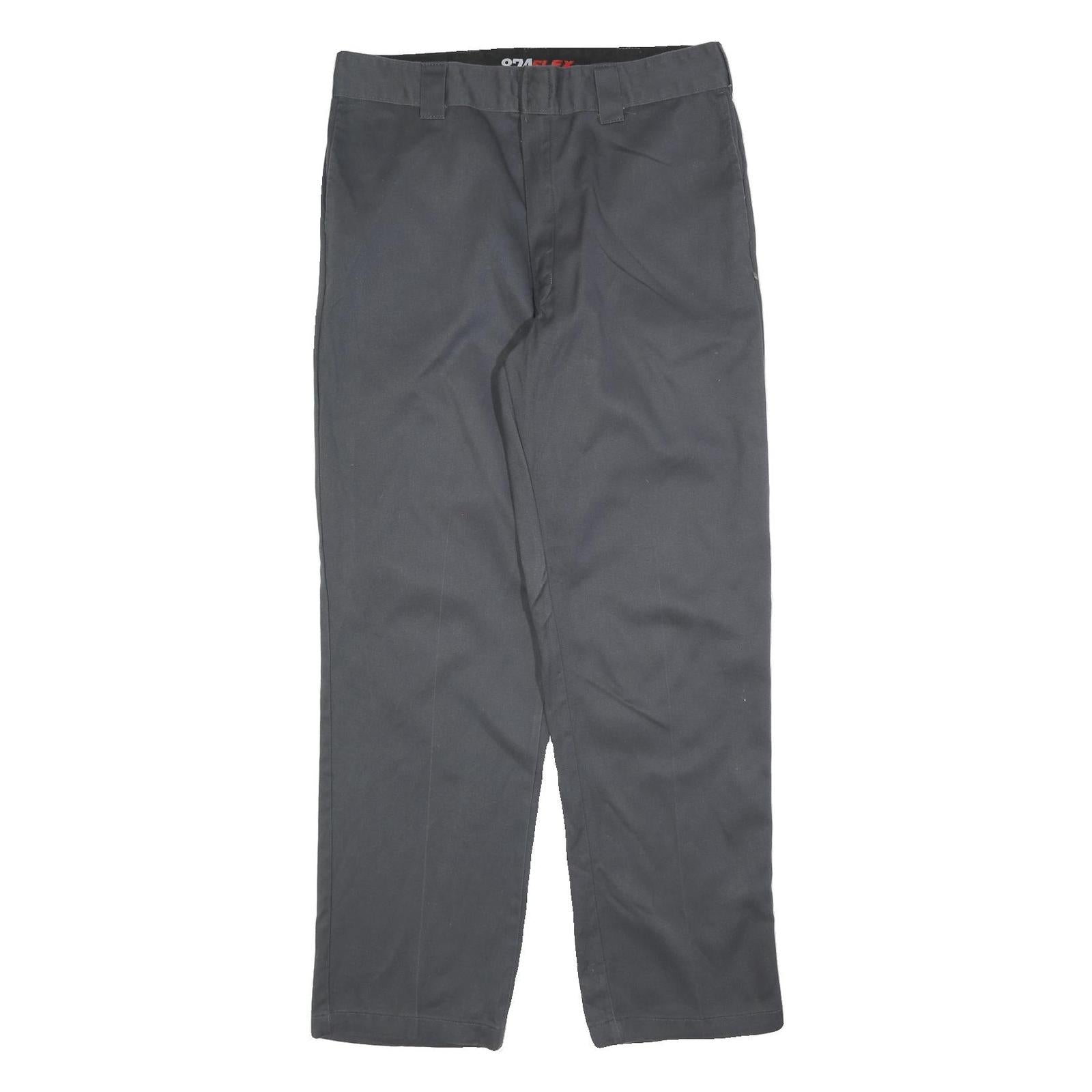 DICKIES Mens Cotton Blend Black Regular Straight Trousers W38 L34 Workwear Zip